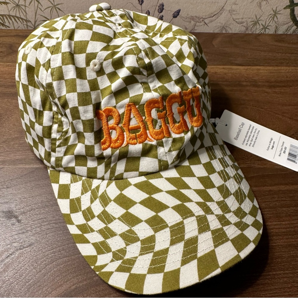 BAGGU | Baseball Cap in Logo Trippy Moss Checkerboard